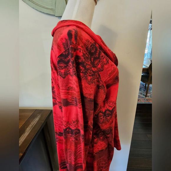 C.M.C By Color Me Cotton Size Large Made In USA Red Tunic Art To Wear Longline - Picture 3 of 9